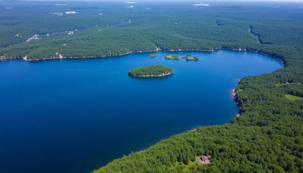 Allegheny Reservoir surrounded by forested hills in Allegheny National Forest, Pennsylvania Allegheny Reservoir surrounded by forested hills in Allegheny National Forest, Pennsylvania