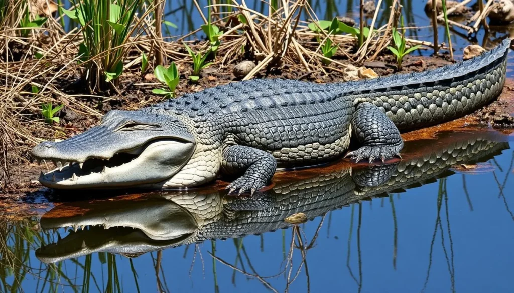 Alligator in natural habitat at Collier County Florida wetlands