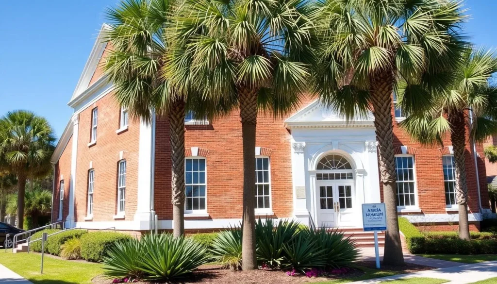 Amelia Island Museum of History exterior with historic architecture in Nassau County Florida Amelia Island Museum of History exterior with historic architecture in Nassau County Florida