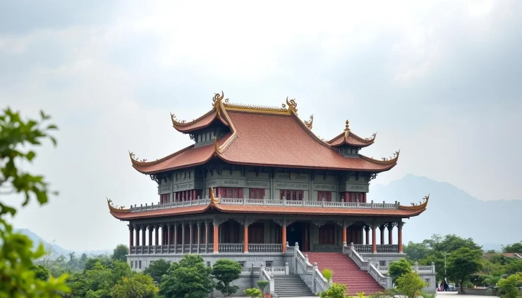 An image of Bai Dinh Pagoda, the largest Buddhist complex in Vietnam, located in Ninh Bình.