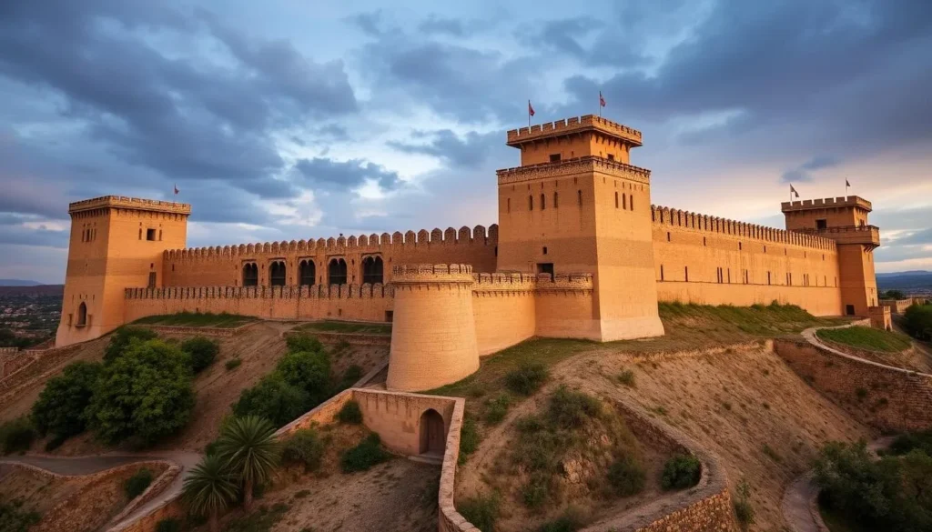 An image of Bala Hissar Fortress with its imposing walls and watchtowers