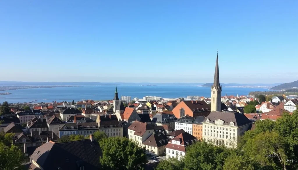 An image of Bregenz cityscape with Lake Constance in the background