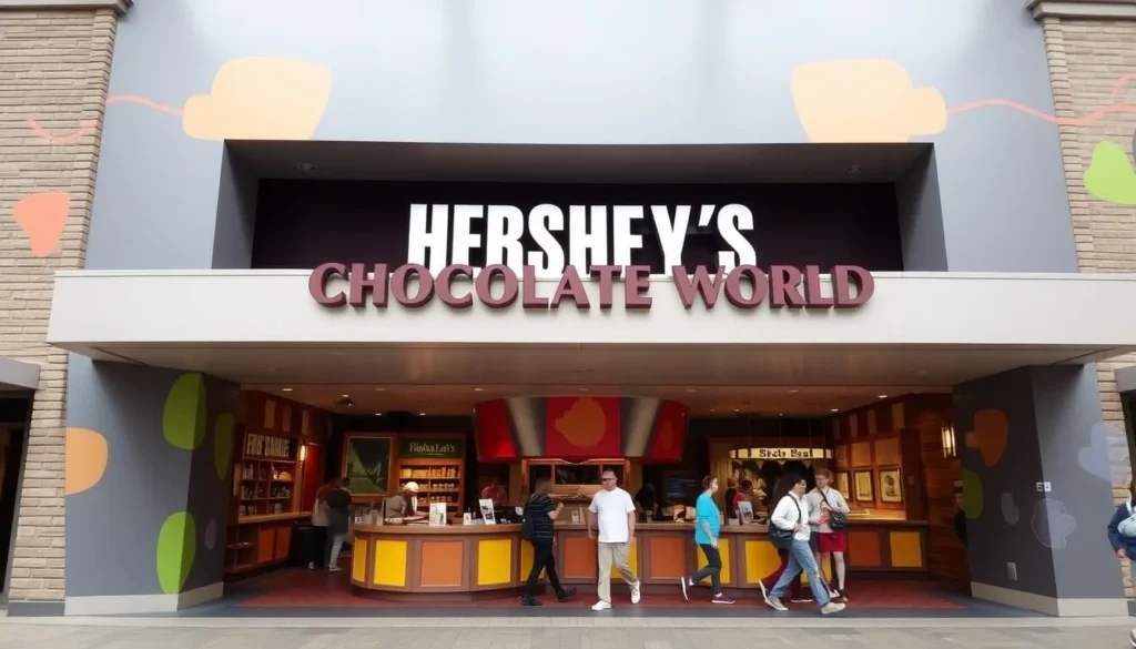 An image of Hershey's Chocolate World attraction with a chocolate-making experience