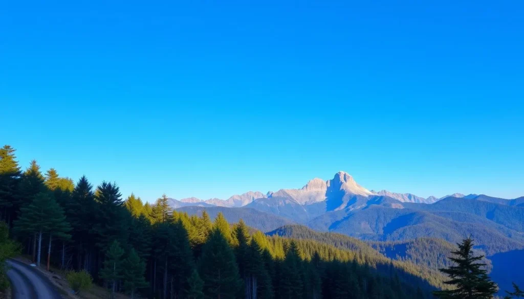 An image of Kirirom National Park's pine forest and mountainous landscape