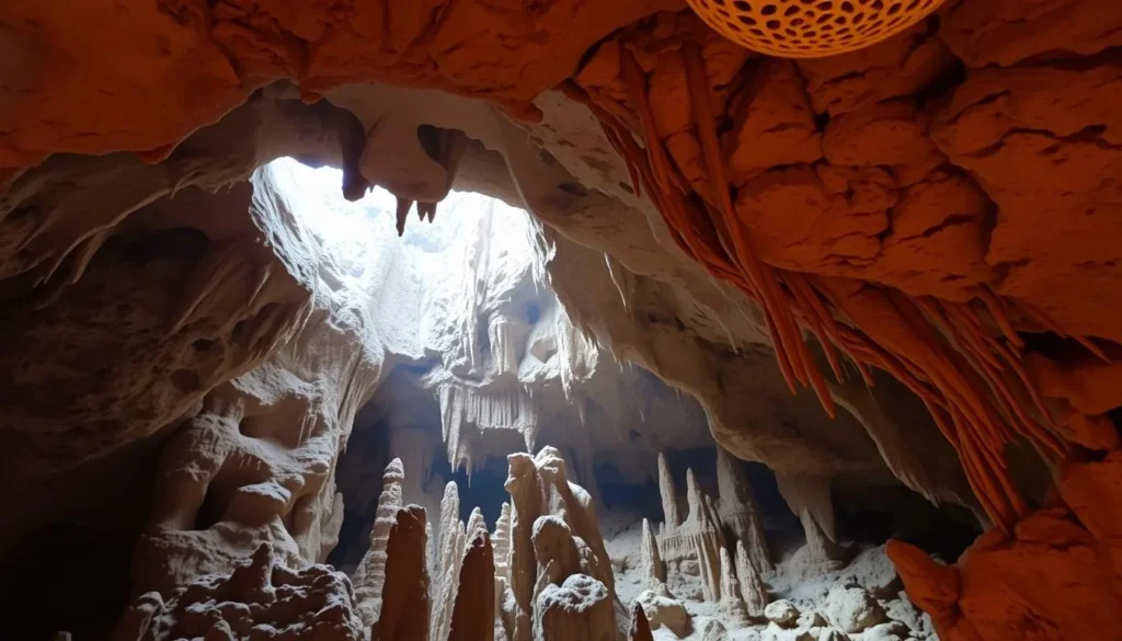 An image of Paradise Cave's interior with stunning rock formations