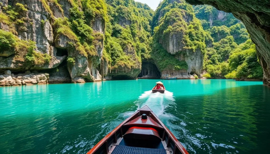 An image of Phong Nha Cave with a boat tour