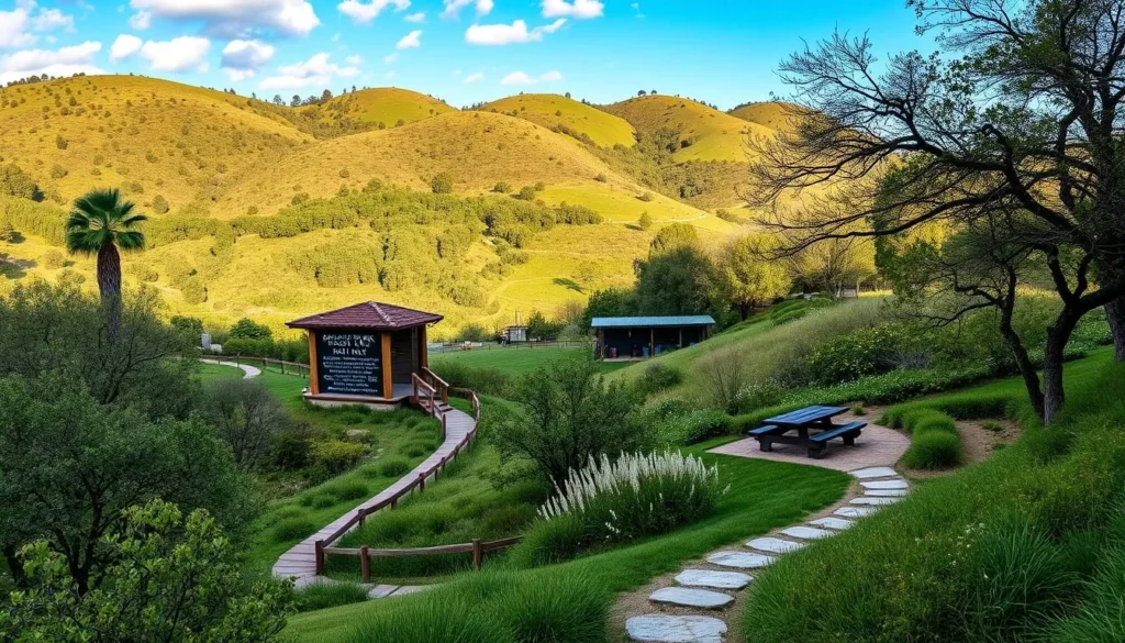 An image of Simpson Park's scenic hiking trails and picnic areas in the Santa Rosa Hills.