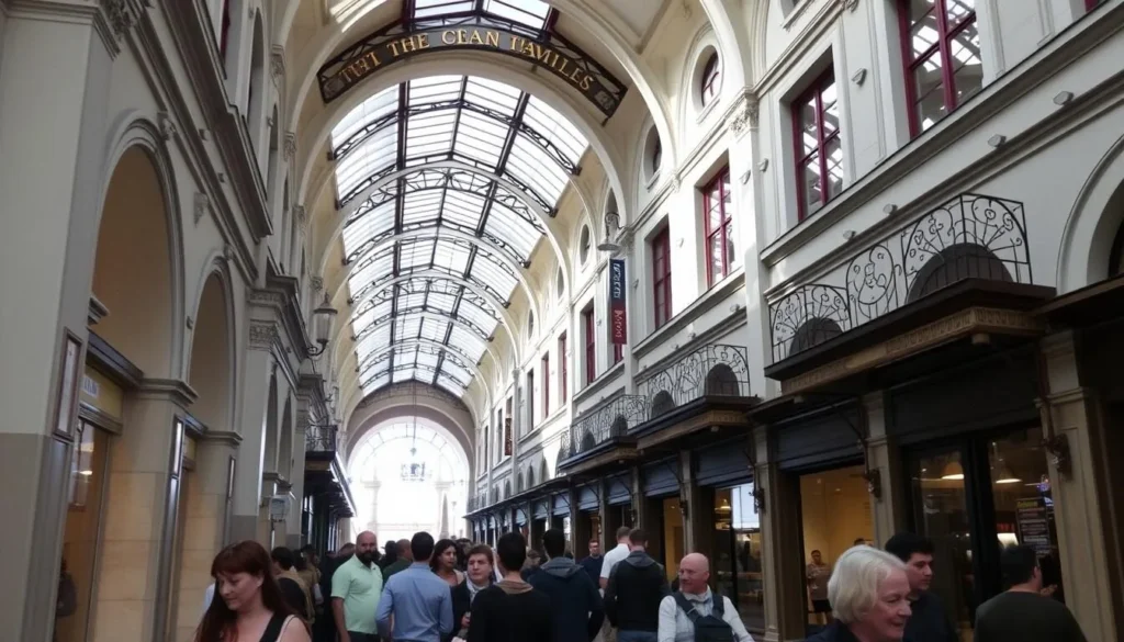 An image of The Arcade's interior, showcasing its historic architecture and bustling atmosphere.
