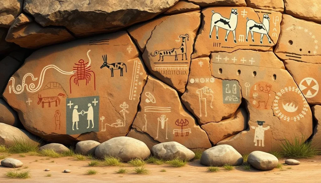 An image of Washington State Park's prehistoric petroglyphs and rock carvings.