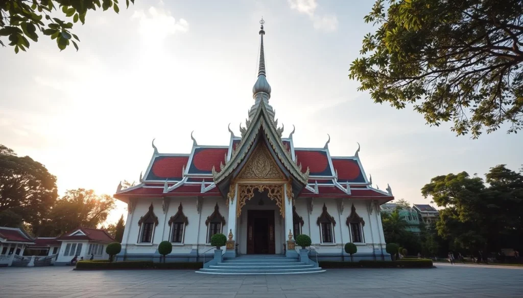 An image of Wat Chaloem Phra Kiat temple in Nonthaburi, Thailand, showcasing its stunning architecture.