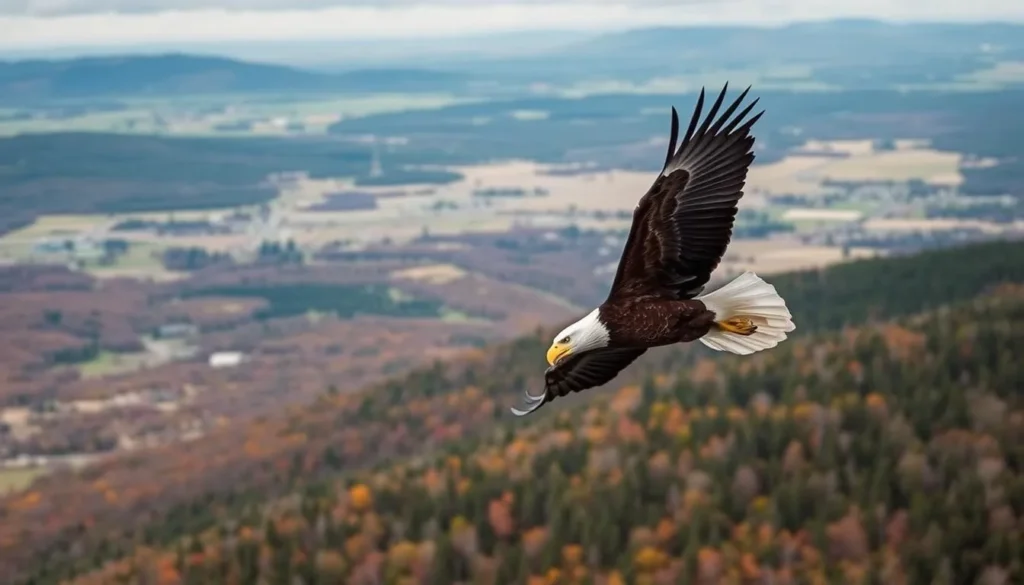 An image of a bald eagle soaring over the Ottawa National Wildlife Refuge
