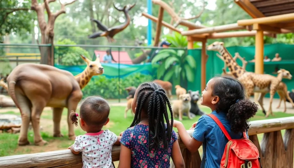 An image of a family observing animals at the Port Harcourt Zoo