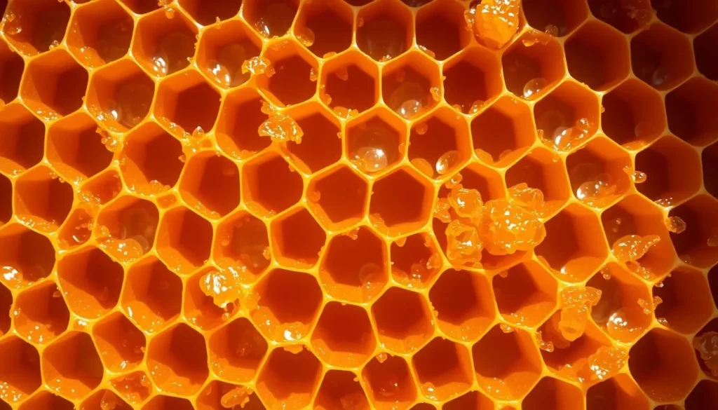 An image of a honeycomb with Pitcairn Island honey