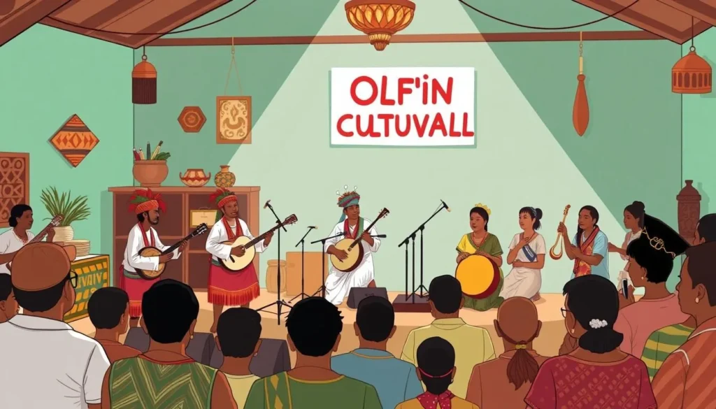 An image of a traditional music performance at Olofin Cultural Hall