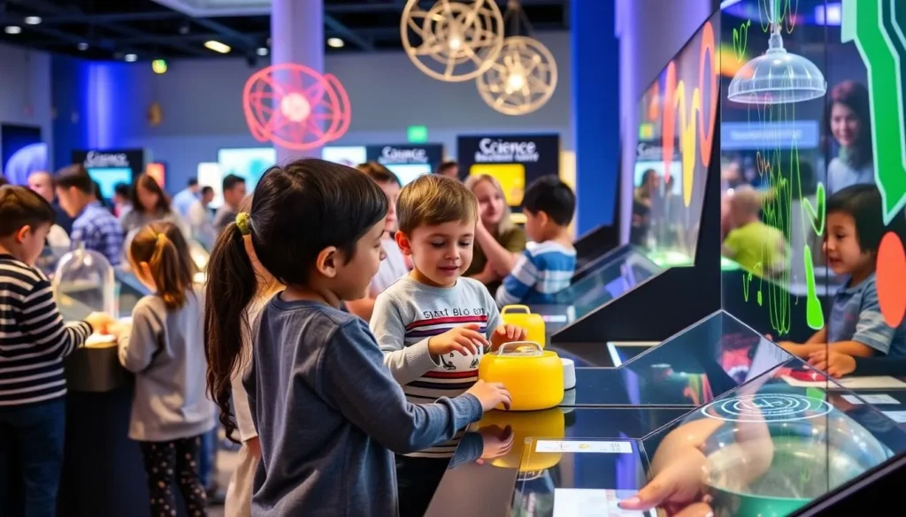 An image of children engaging with hands-on exhibits at Science City.