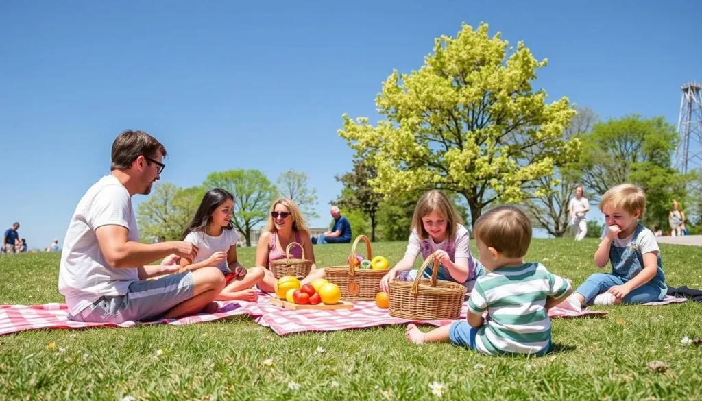 An image of families enjoying a picnic at Lookout Park.