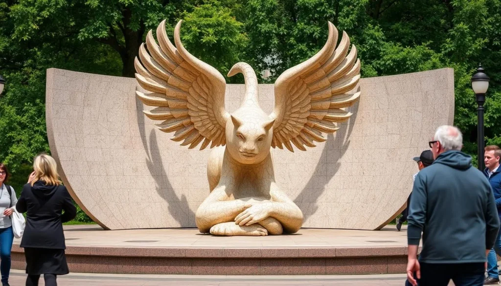 An image of one of the public art installations or sculptures along the walking tour.