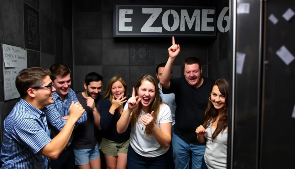 An image of people trying to escape a themed room at Escape Zone60.