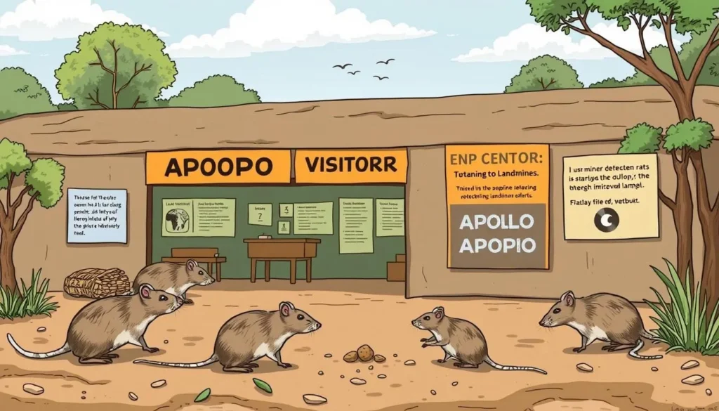 An image of the APOPO Visitor Center with trained rats detecting landmines