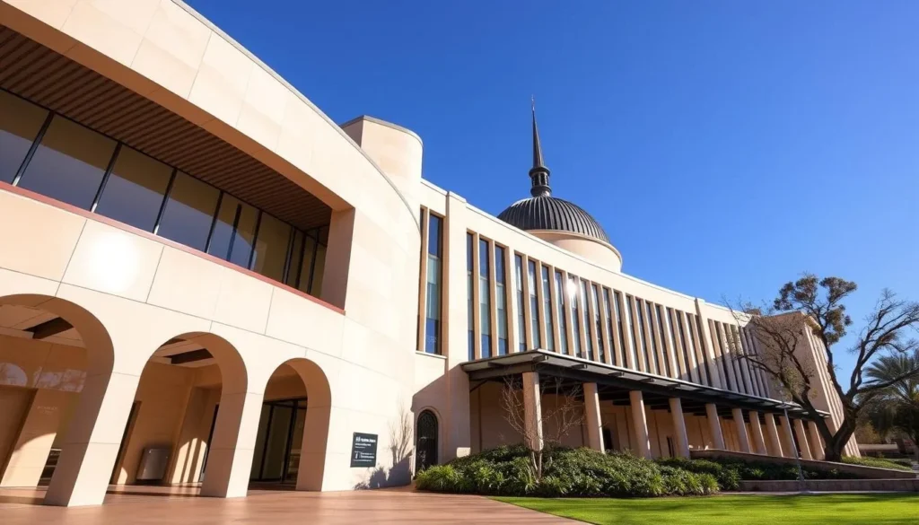 An image of the Art Gallery of Western Australia's modern building with a mix of traditional and contemporary architectural elements.