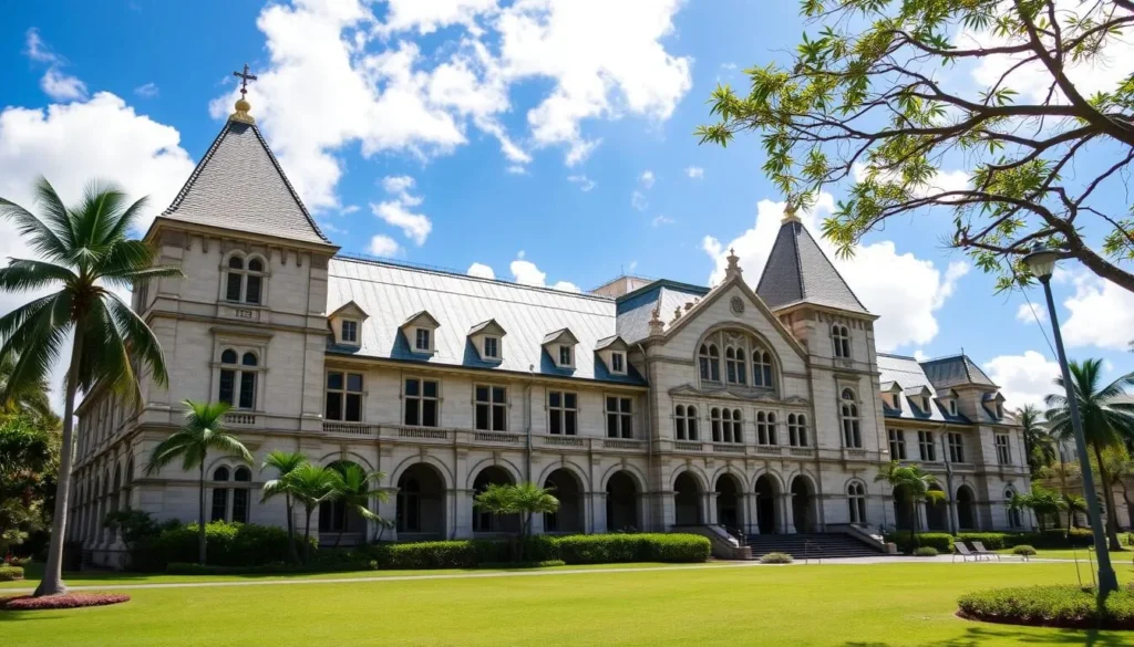 An image of the Bishop Museum's historic building on Oahu, Hawaii
