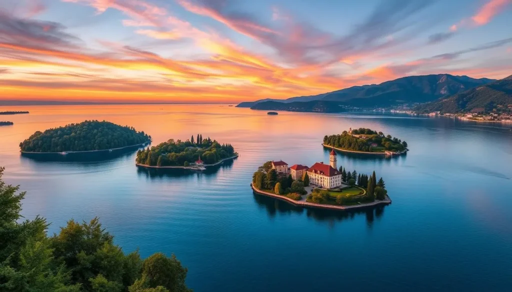 An image of the Borromean Islands on Lake Maggiore