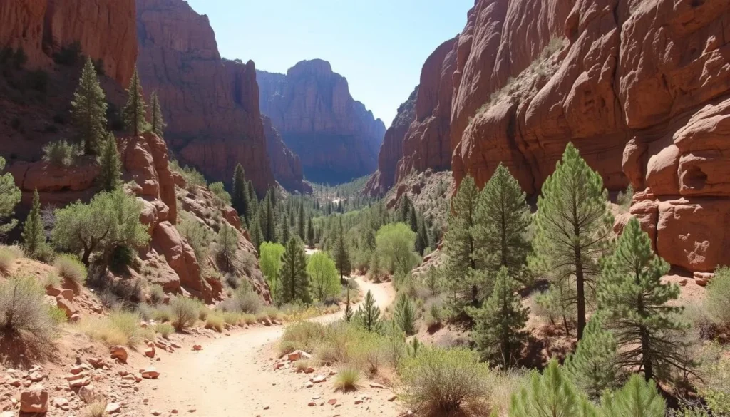 An image of the Canyon Trail at Smith Rock State Park, showcasing its scenic beauty and accessibility.