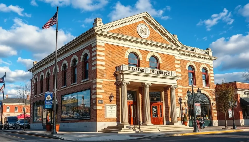 An image of the Carnegie Museum in downtown Houghton with exhibits on local history.