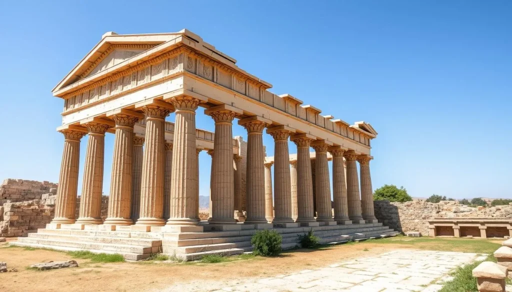 An image of the Cyrene Archaeological Site in Libya, showcasing its ancient Greek temples and Roman baths.