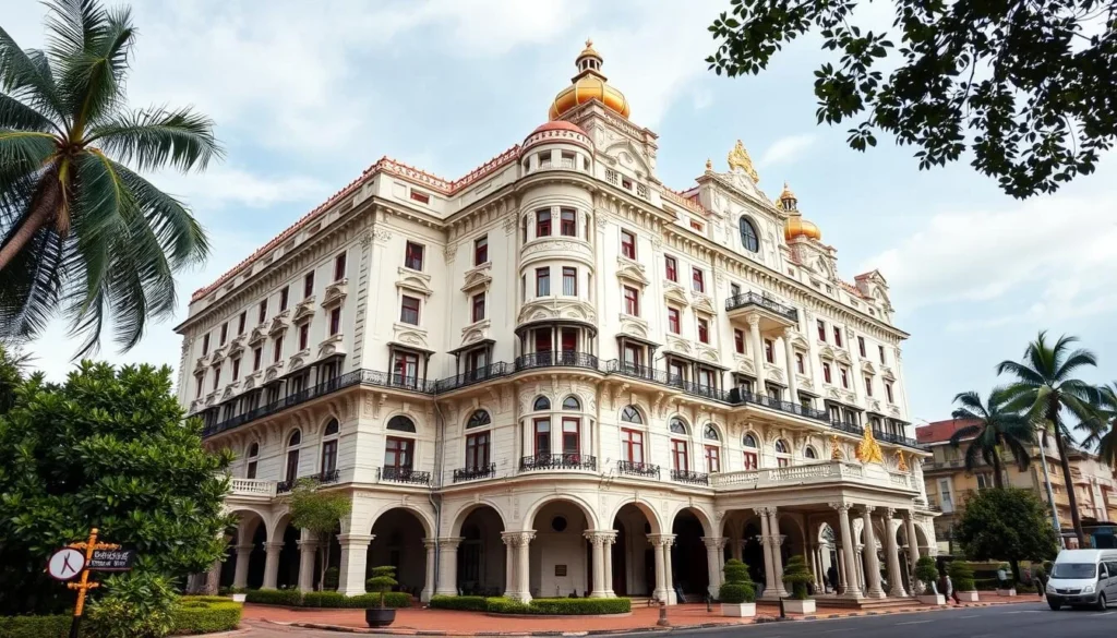 An image of the Grand Oriental Hotel in Colombo, Sri Lanka, highlighting its historic significance and elegant architecture.
