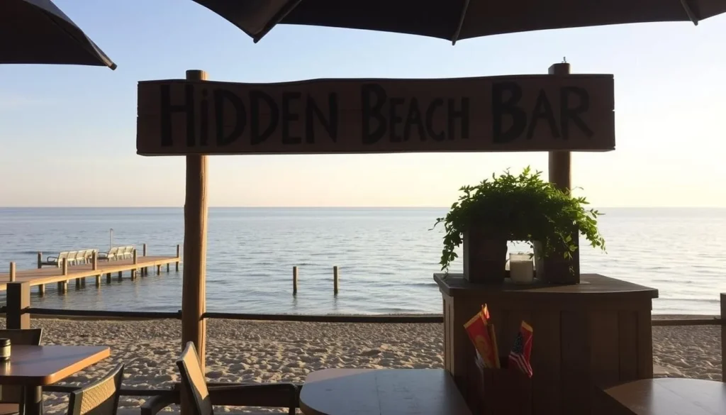 An image of the Hidden Beach Bar with a serene Lake Erie view