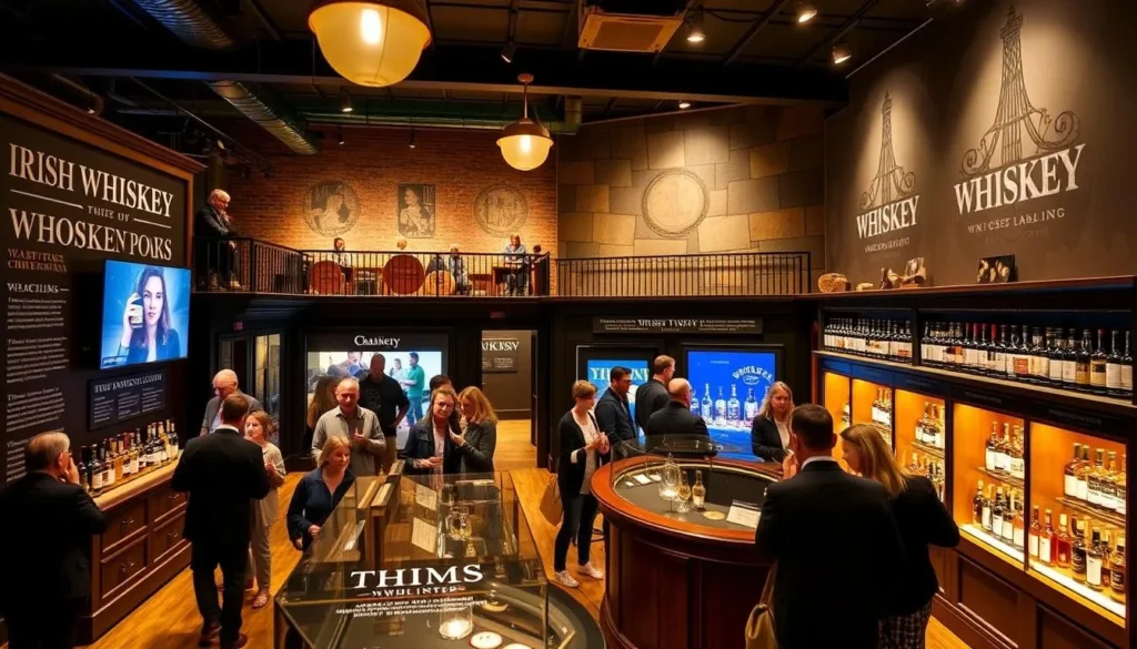 An image of the Irish Whiskey Museum in Dublin, showcasing its interactive exhibits