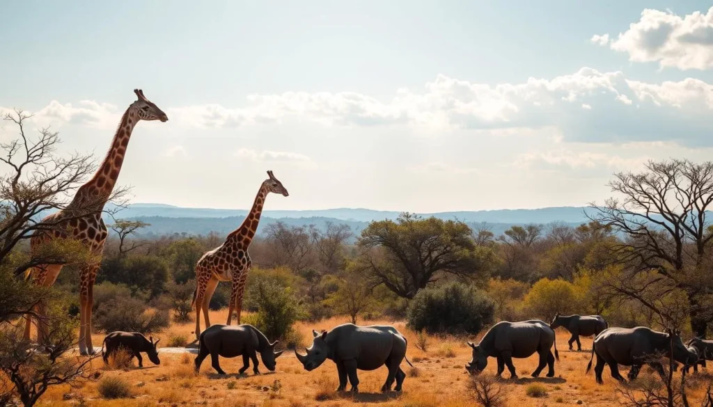 An image of the Kansas City Zoo's African Sky Safari with giraffes and rhinos below.