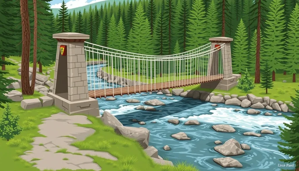 An image of the Lincoln Woods Trailhead suspension bridge over the Pemigewasset River