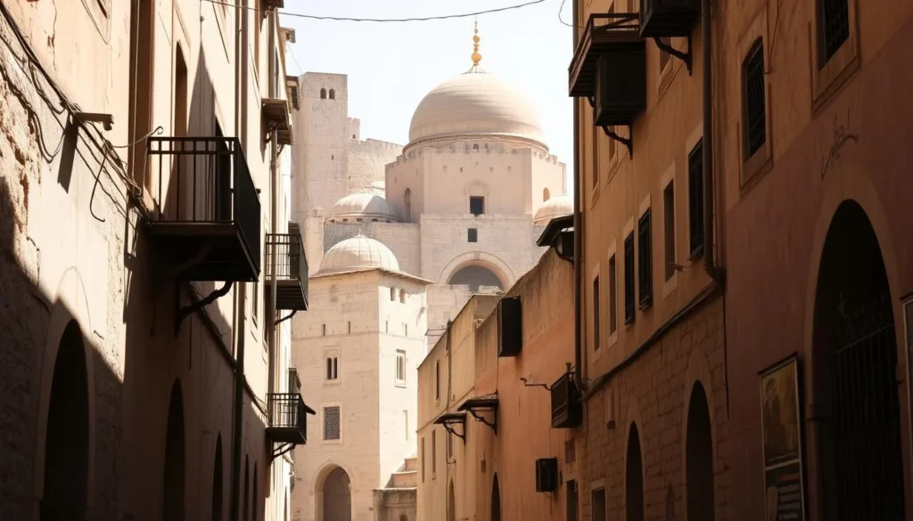 An image of the Old City's narrow streets, lined with traditional Libyan architecture and historic mosques.