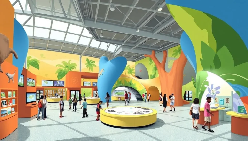 An image of the Science Adventure Center at Bishop Museum, showcasing interactive exhibits.