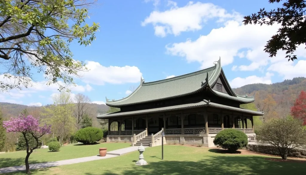 An image of the Weaverville Joss House State Historic Park, showcasing its traditional Chinese architecture.