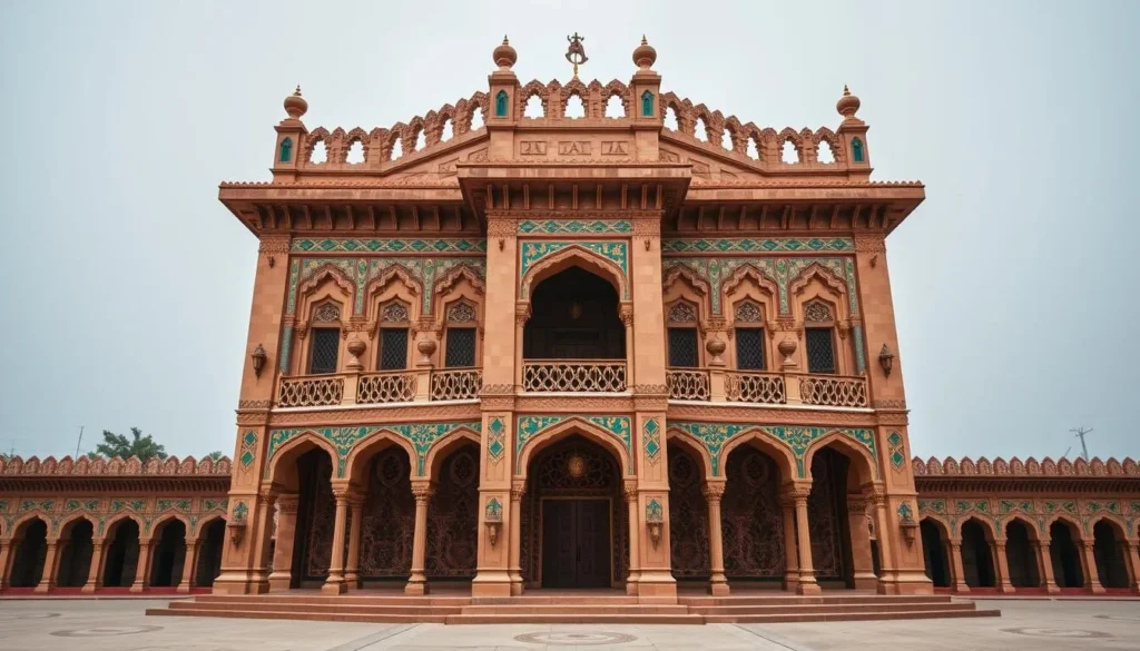 An image of the Zazzau Palace in Zaria, Kaduna, highlighting its unique Habe architectural design and colorful geometric patterns.