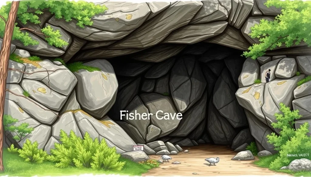 An image of the entrance to Fisher Cave at Meramec State Park