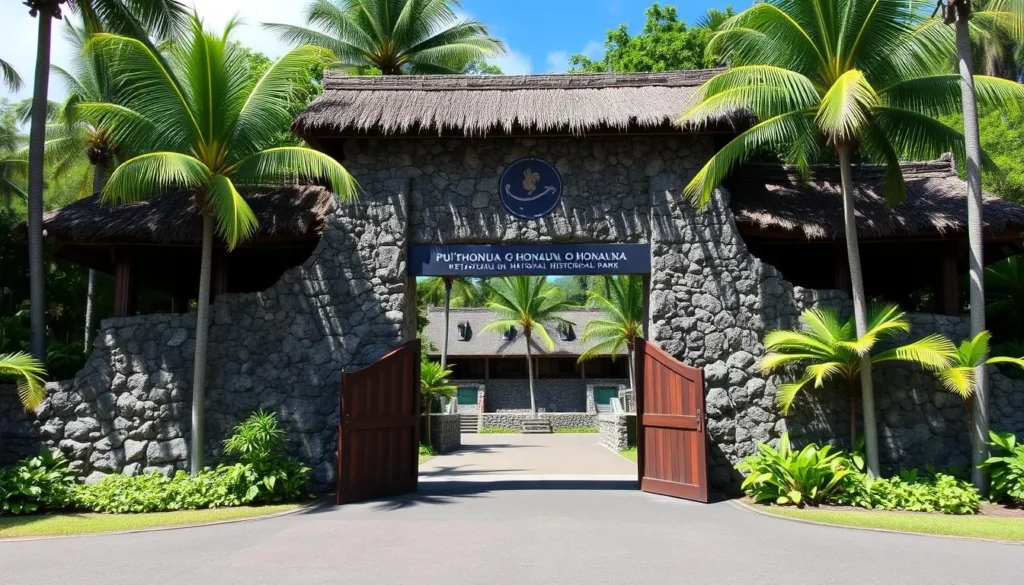 An image of the entrance to Pu'uhonua o Honaunau National Park