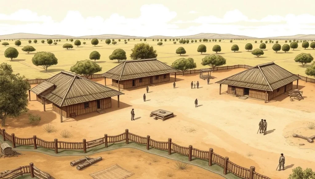 An image of the reconstructed dwellings at SunWatch Indian Village/Archaeological Park