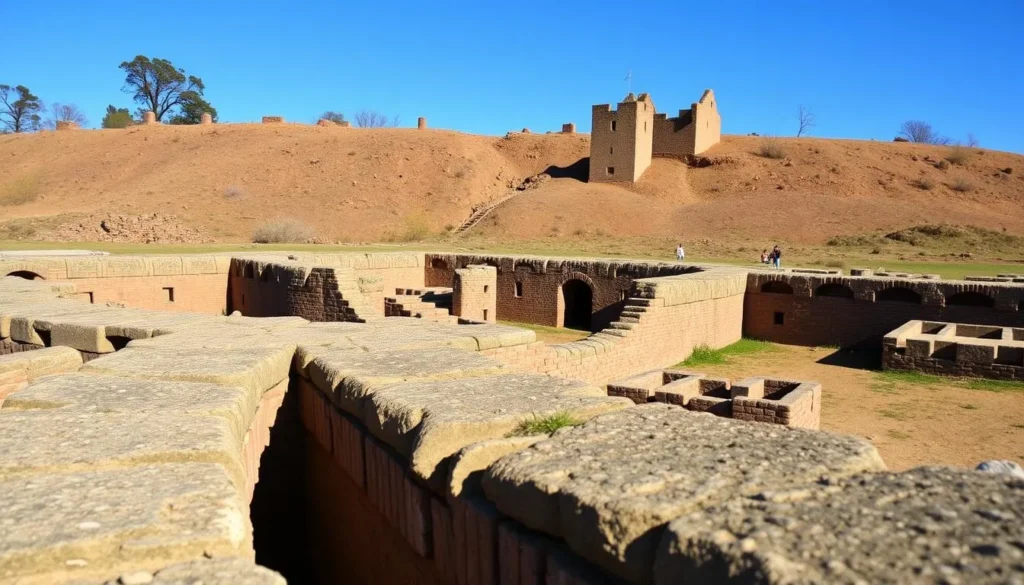 An image of the remains of the earthen fort at Fort Davidson State Historic Site