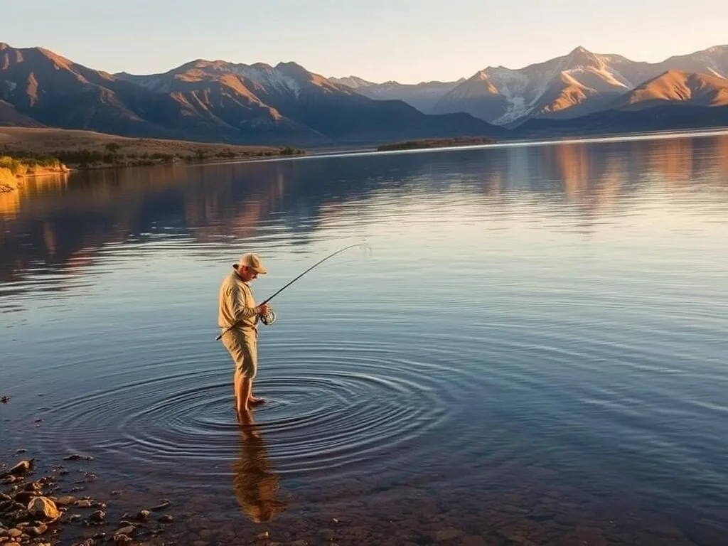 Angler fishing at Deer Creek Reservoir Angler fishing at Deer Creek Reservoir