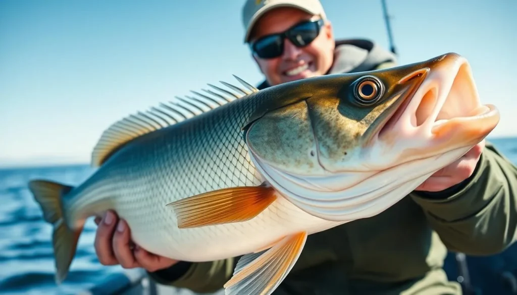 Angler holding a trophy walleye caught in Lake of the Woods Minnesota Angler holding a trophy walleye caught in Lake of the Woods Minnesota