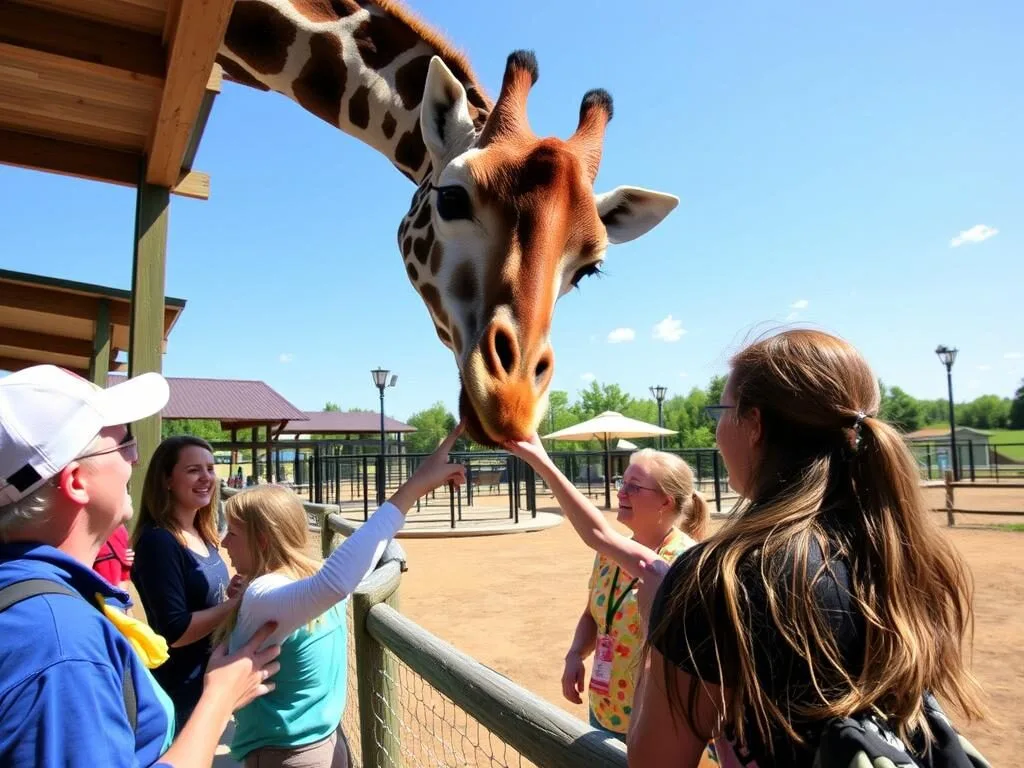 Animal Adventure Park in Broome County with visitors interacting with giraffes Animal Adventure Park in Broome County with visitors interacting with giraffes
