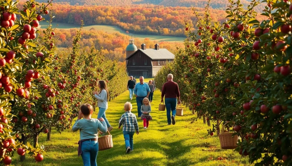 Apple picking at a Rensselaer County, New York orchard in autumn Apple picking at a Rensselaer County, New York orchard in autumn