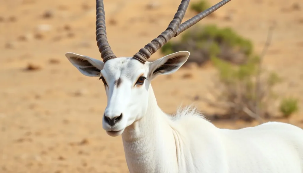 Arabian Oryx in its natural habitat at Brouq Nature Reserve, Qatar Arabian Oryx in its natural habitat at Brouq Nature Reserve, Qatar