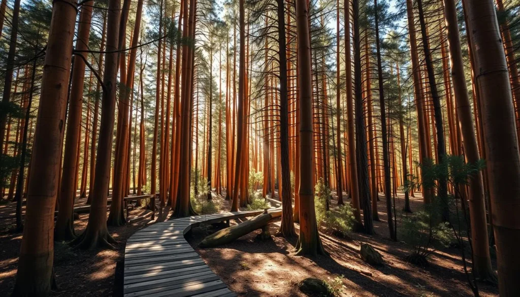 Arrayanes forest with distinctive orange-bark trees in Los Arrayanes National Park