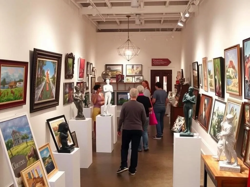 Art gallery in downtown Eureka Springs Arkansas, showcasing local artists' work Art gallery in downtown Eureka Springs Arkansas, showcasing local artists' work