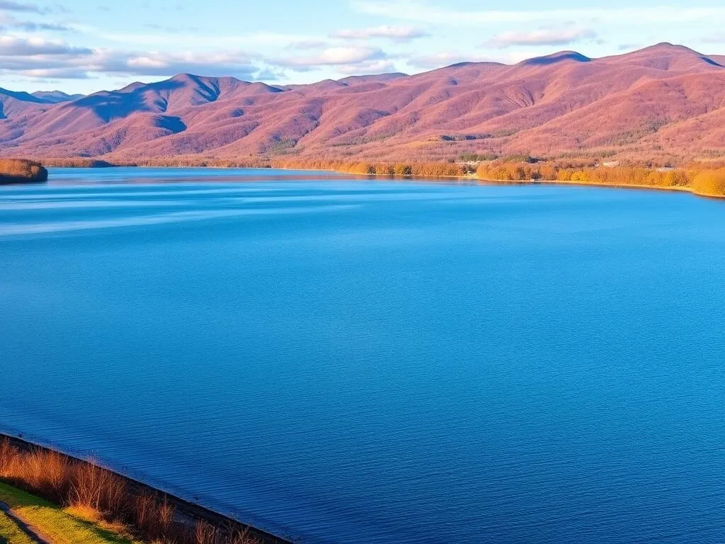 Ashokan Reservoir with mountain backdrop in Ulster County Ashokan Reservoir with mountain backdrop in Ulster County